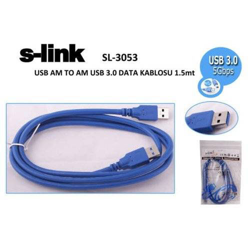S-LINK SL-3053 AM TO AM USB 3.0 (1.5 Metre) DATA KABLOSU