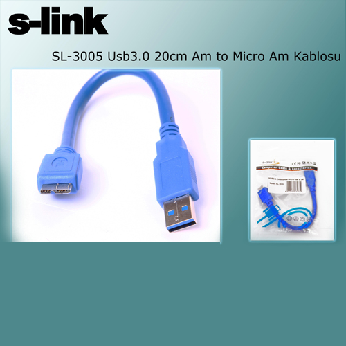 S-LINK SL-3005 Usb 3.0 Am to Micro Am (20cm) Kablo