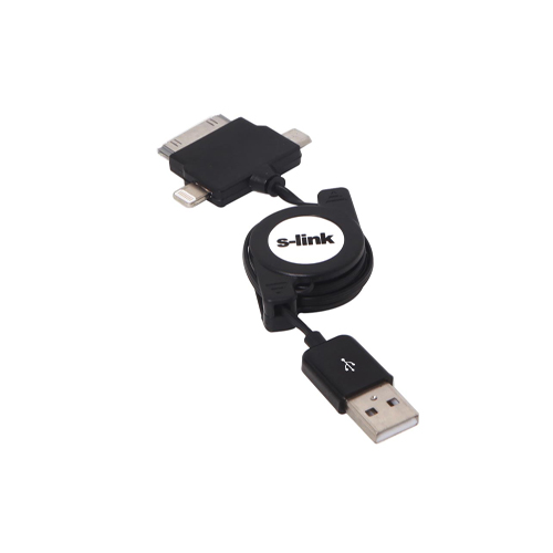 S-LINK IP-544 İphone 4 ve 5 İpad Micro Usb Siyah Şarj Kablosu