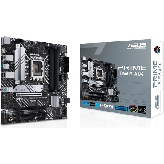 ASUS INTEL PRIME B660M-K DDR4 5333MHz(OC) D-SUB HDMI GLAN M.2 1700P USB 3.2 (12. Nesil)