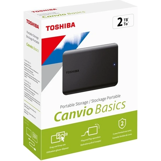 TOSHIBA 2.5 CANVIO BASIC 2TB USB 3.2 2.5 GEN1 HARICI HARDDISK SİYAH HDTB520EK3AA