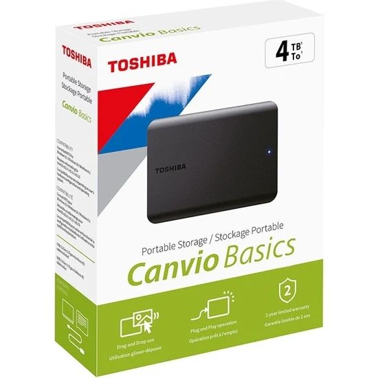 TOSHIBA 2.5 CANVIO BASIC 4TB USB 3.2 2.5 GEN1 HARICI HARDDISK SİYAH HDTB540EK3CA