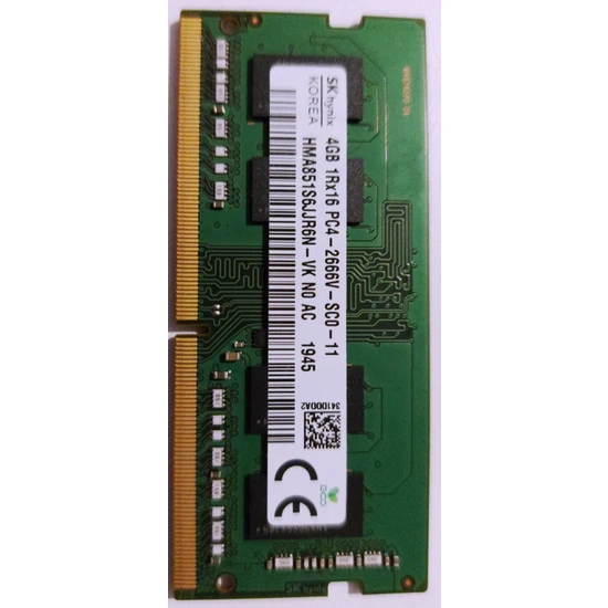 SK HYNIX 4GB DDR4 2666Mhz Notebook Ram HMA851S6JJR6N-VK (Kutusuz)