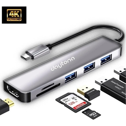 Daytona Hc-13C Type-C To 2- USB 3.0 Sd Tf 4K Hd 1080P HDMI Pd Kart Okuyucu Çevirici Hub