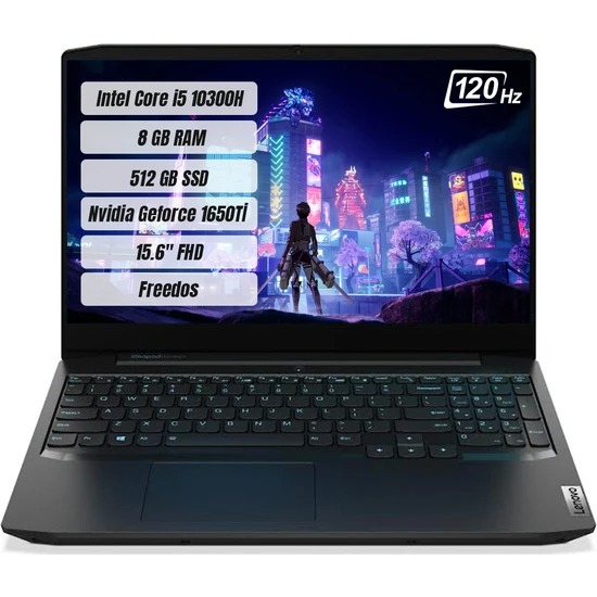 LENOVO IdeaPad Gaming 3 81Y400XSTX i5 10300H 16GB 512GB SSD 15.6 Full HD GTX1650Ti Free DOS Gaming Dizüstü Bilgisayar