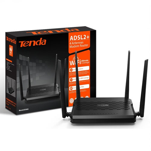 TENDA D305 300Mbps 4 Port Kablosuz-Ethernet-Usb ADSL2+ Modem Router (4 x Antenli)
