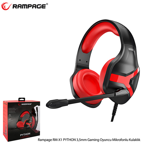 Rampage Rm-X1 Python Gaming Mikrofonlu Kulaklık Siyah/Kırmızı
