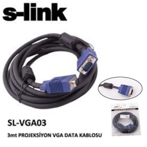 S-LINK SL-VGA03F Monitör,Vga,Projektör E-D (3 Metre) Data Projeksiyon Kablo