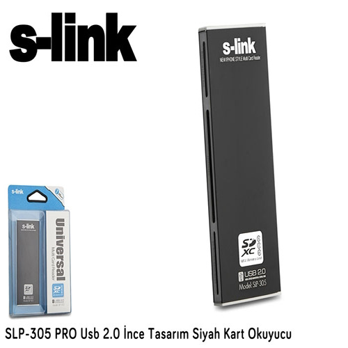 S-LINK SLP-305 PRO Usb 2.0 Siyah Harici Kart Okuyucu İnce Tasarım