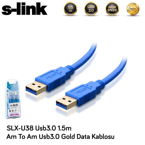 S-LINK SLX-U38 Usb 3.0 (1.5 Metre) USB TO USB GOLD DATA KABLOSU