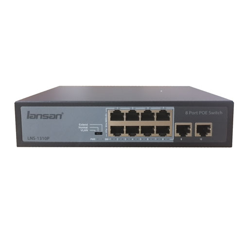 LANSAN LNS-1310P 8 Port 10/100 8x PoE+ , 2x U...
