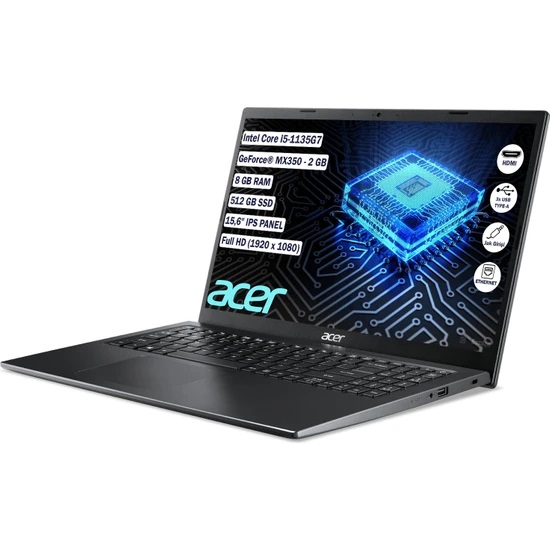 ACER Extensa EX215-54-52VU i5 1135G7 8GB 512GB SSD 15.6 Full HD Free Dos Taşınabilir Bilgisayar Siyah HC