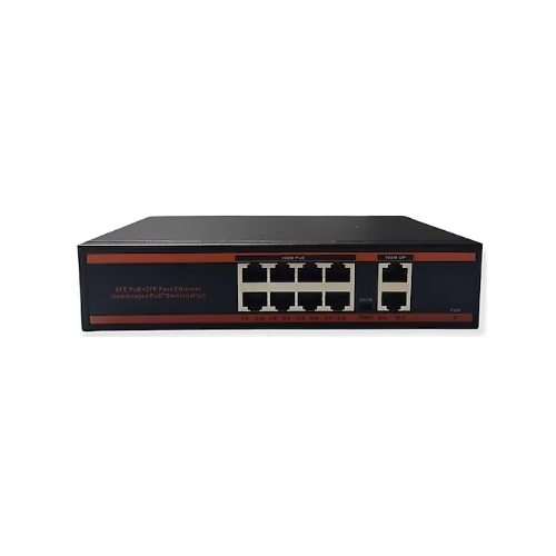 NOVA ND1P802LF. 8 PORT POE+ 10-100 MBPS 2 POR...