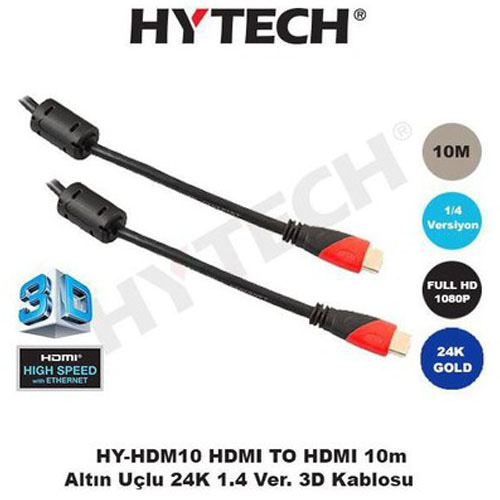 Hytech HY-HDM10 Hdmi to Hdmi ( 10 Metre ) Altn U Grnt Kablosu