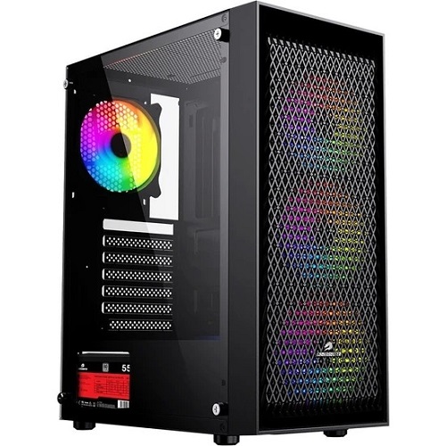 GAMEBOOSTER GB-PW909B 550W 80+ Mesh Panel Siyah RGB Fan + Temperli Cam Mid Tower Gaming Kasa