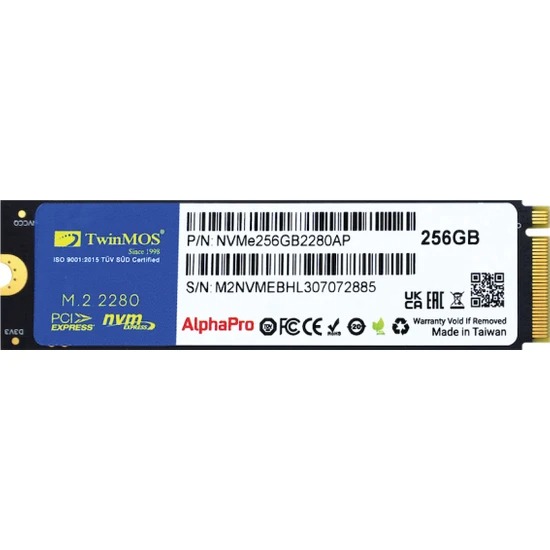 TwinMOS ALPHA PRO 256GB PCIe 4.0 x4 NVMe 3600/3250 3DNAND SSD NVMe256GB2280AP