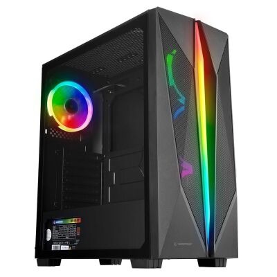 RAMPAGE Blade 600W 80+ Mesh Panel  Tempered Caml 4x12cm Fixed RGB LED Fanl Gaming Kasa