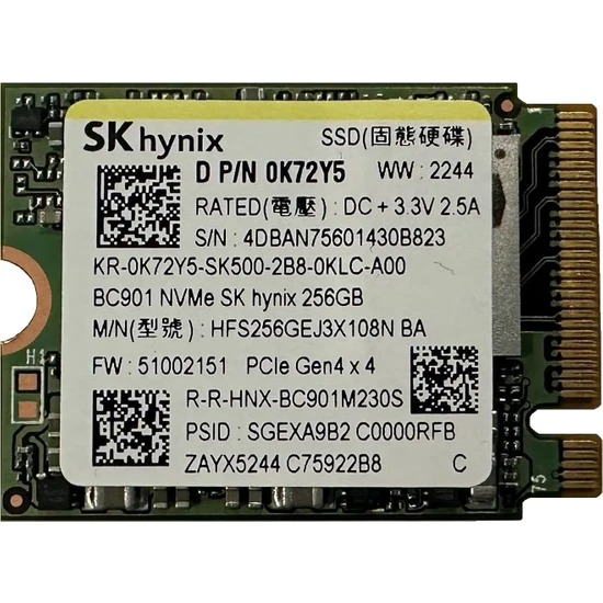 SK Hynix Mini 2230 256GB M.2 PCIE GEN3 SSD (Kutusuz) HFS256GEJ3X108N