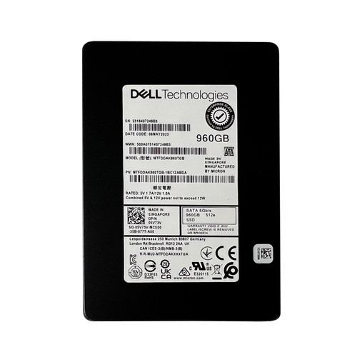 DELL 2.5 5V73V 960GB SATA III 6.0 Gpbs SERVER SSD MTFDDAK960TGB-1BC1ZABDA