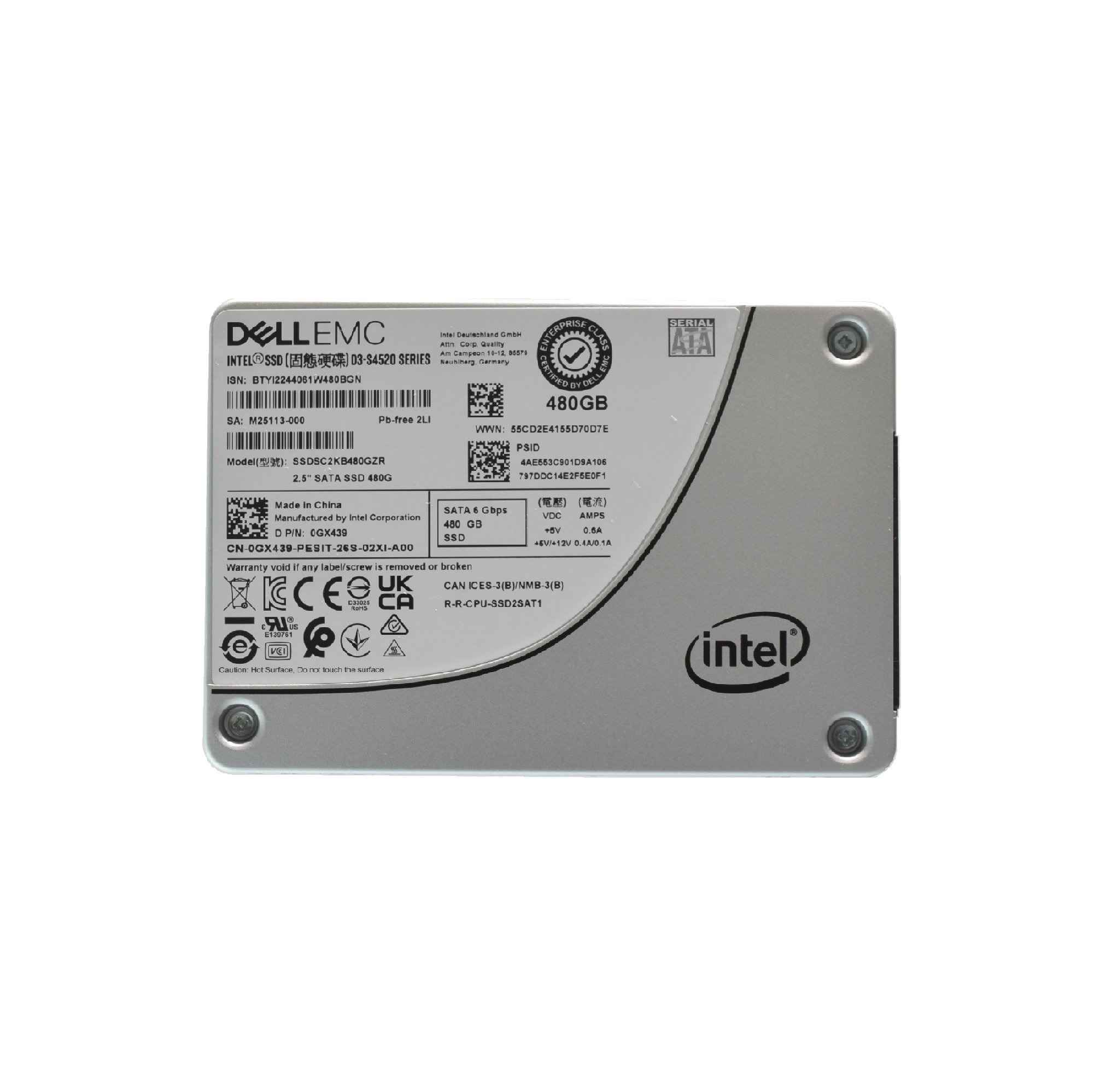 DELL EMC 2.5 GX439 480GB SATA III 6.0 Gpbs SERVER SSD SSDSC2KB480GZR