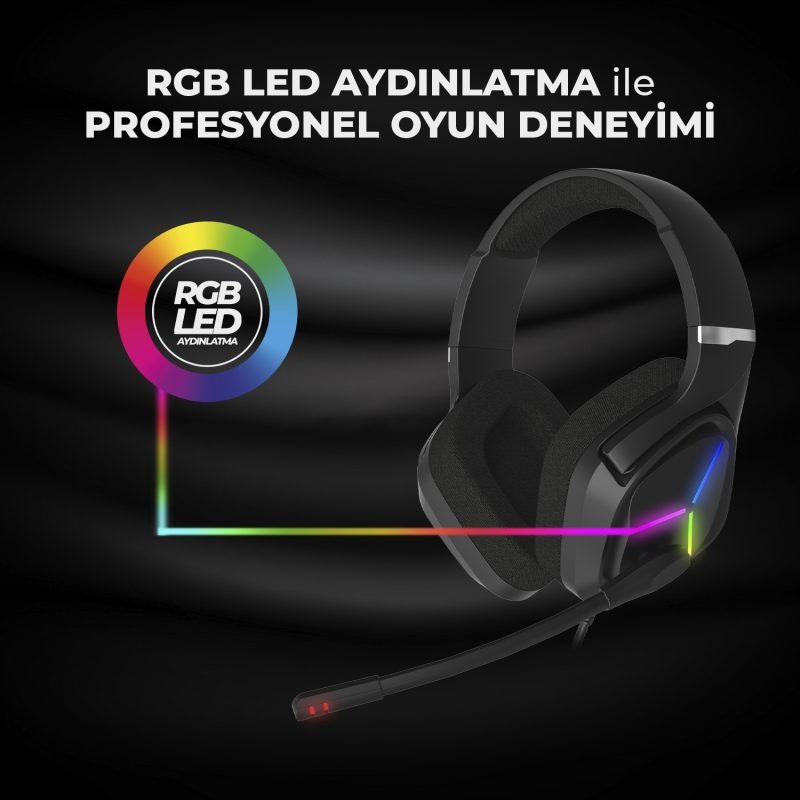 LENOVO LECOO RGB Aydınlatmalı Gaming Kulaklık Usb+3.5mm Jacklı Kulaküstü Siyah/Kırmızı HT406
