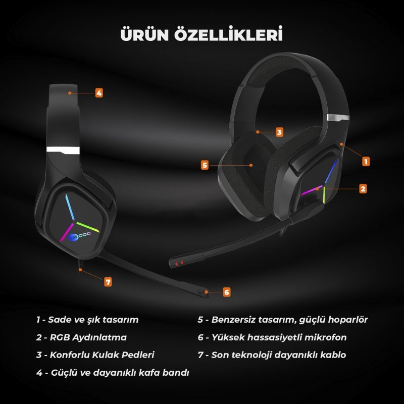 LENOVO LECOO RGB Aydınlatmalı Gaming Kulaklık Usb+3.5mm Jacklı Kulaküstü Siyah/Kırmızı HT406