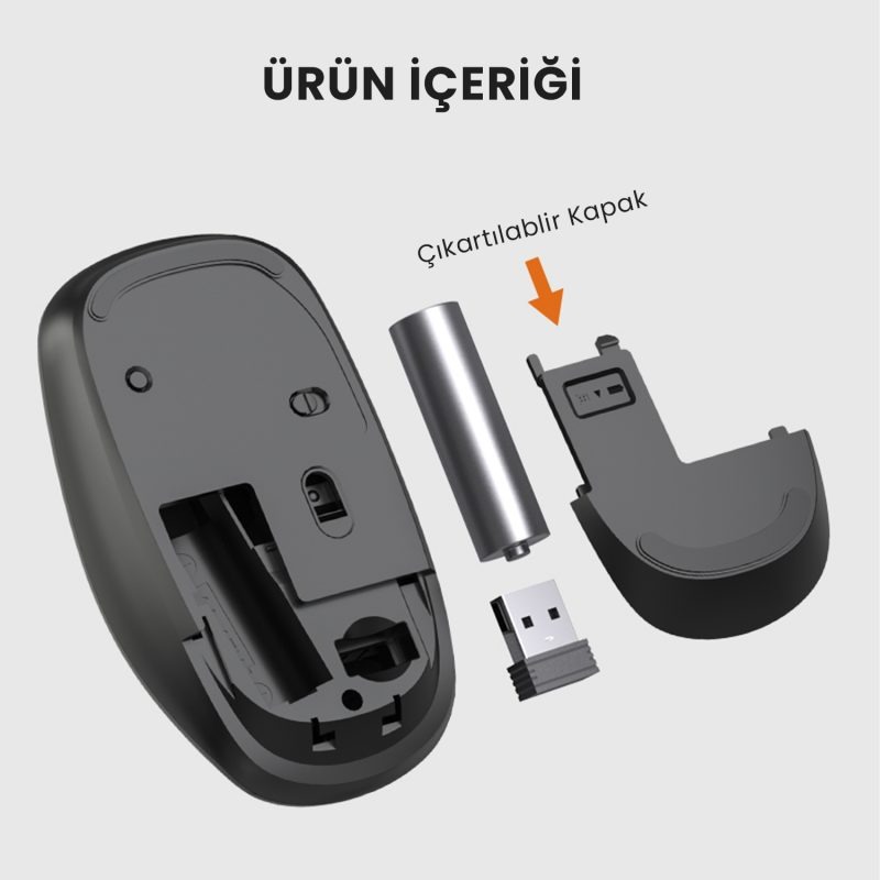 LENOVO LECOO WS203 Kablosuz 2400DPI+4 Tuşlu Siyah Mouse