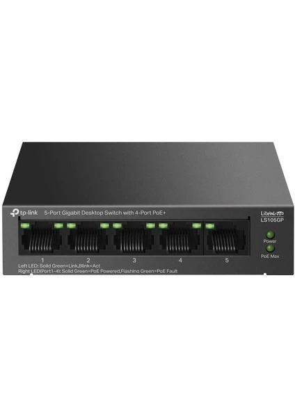 TP-LINK LiteWave 4 Port Poe LS105GP 10/100/1000 Gigabit Switch Metal Kasa