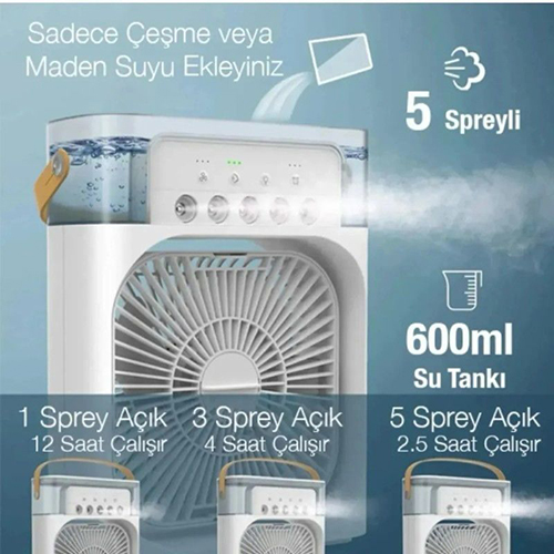 CARBOON Su Hazneli (Buharl) Usb Gece Lambal Masast Vantilatr White