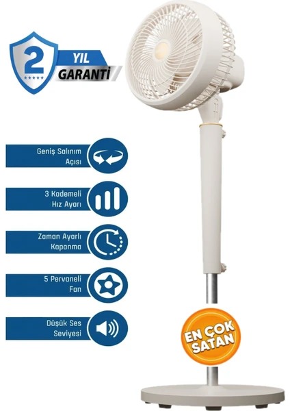 EVEREST FAN12 DYNABREEZE 9 FT MOTORLU VANTLATR KREM 70W 2000 RPM 3 HIZ KADEMEL