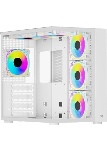 POWERBOOST SEAVIEW AKVARYUM PB-SS02W PSU Yok USB 3.0 Mesh 7X12CM RGB FAN GAMING ATX KASA BEYAZ