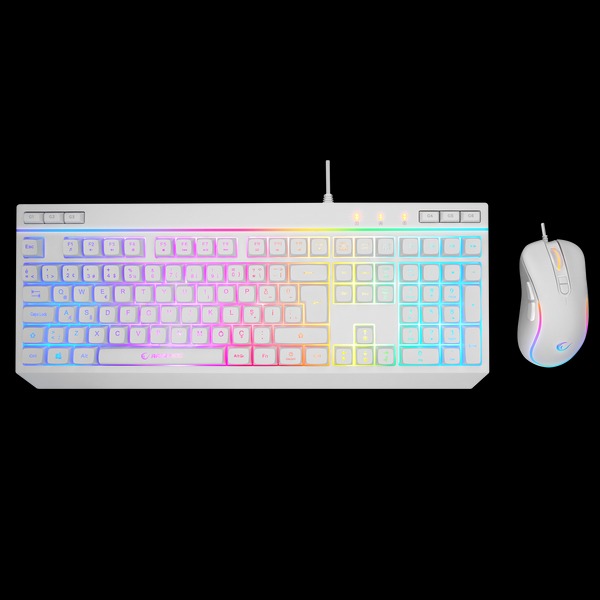 Rampage KM-R57 Q BEYAZ RGB Aydnlatmal Oyuncu Multmedia Klavye ve 12800 DPI Mouse Gaming Set
