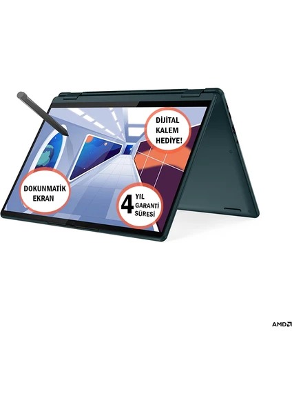 LENOVO YOGA 6 83B2009NTX Ryzen 5 7530U 8GB 512GB SSD 13.3 WUXGA Dokunmatik(Kalemli) Dizst Bilgisayar