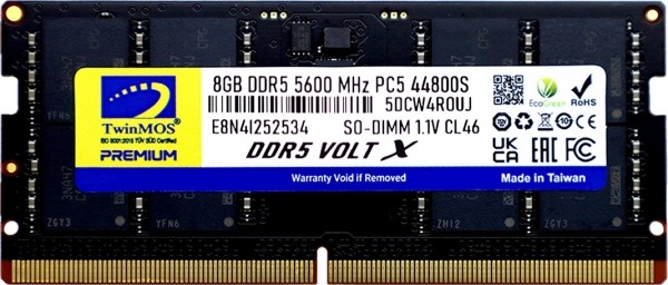 TWINMOS 8GB DDR5 5600Mhz CL46 Notebook Ram TMD58GB5600S46