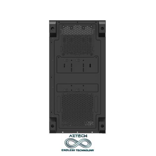 AZTECH AZT101-B 600W TEMPERLI CAM U.KUMANDALI+5XRGB FAN AKVARYUM GAMING KASA SIYAH