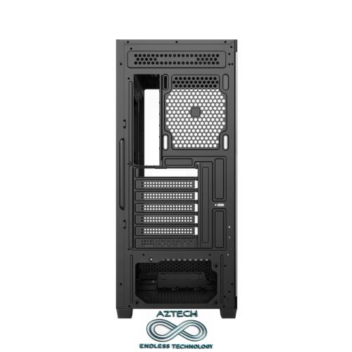 AZTECH AZT101-B 600W TEMPERLI CAM U.KUMANDALI+5XRGB FAN AKVARYUM GAMING KASA SIYAH