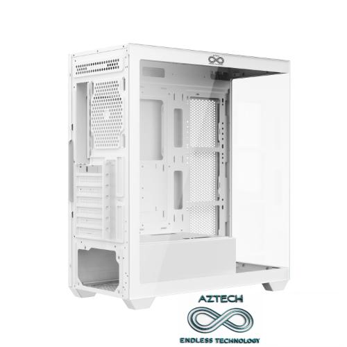 AZTECH AZT201-W 850W 80+ MODULER TEMPERLI CAM U.KUMANDALI+5XRGB FAN AKVARYUM GAMING KASA BEYAZ