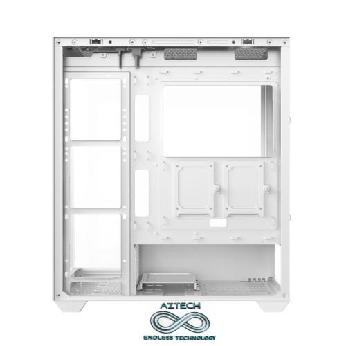 AZTECH AZT201-W 850W 80+ MODULER TEMPERLI CAM U.KUMANDALI+5XRGB FAN AKVARYUM GAMING KASA BEYAZ