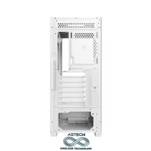 AZTECH AZT201-W 850W 80+ MODULER TEMPERLI CAM U.KUMANDALI+5XRGB FAN AKVARYUM GAMING KASA BEYAZ