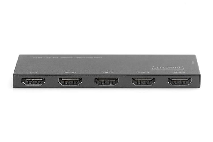 Digitus DS-45323 VPR 1-0 Ultra Slim Çoklayıcı, 1x4, 4K/60Hz, HDR, HDCP 2.2, 18 Gbps 40 metre, altın kaplama