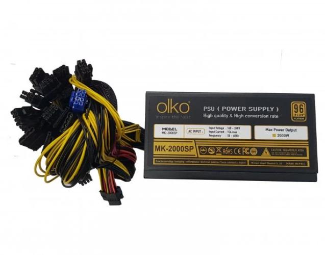 OLKO MK-2000SP 2000W 96+ PLATINUM 16XPCIe (6+2Pin) MINING ÇOKLU POWER SUPPLY