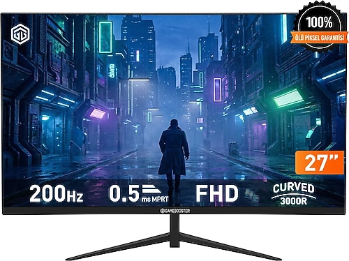 GAMEBOOSTER 27 GB-27M1F200CFMR VA ADAPTIVE SYNC CURVED 3000R 0,5Ms 200Hz HDMI+DP+DC+USB+AUDIO FHD GAMING MONITÖR