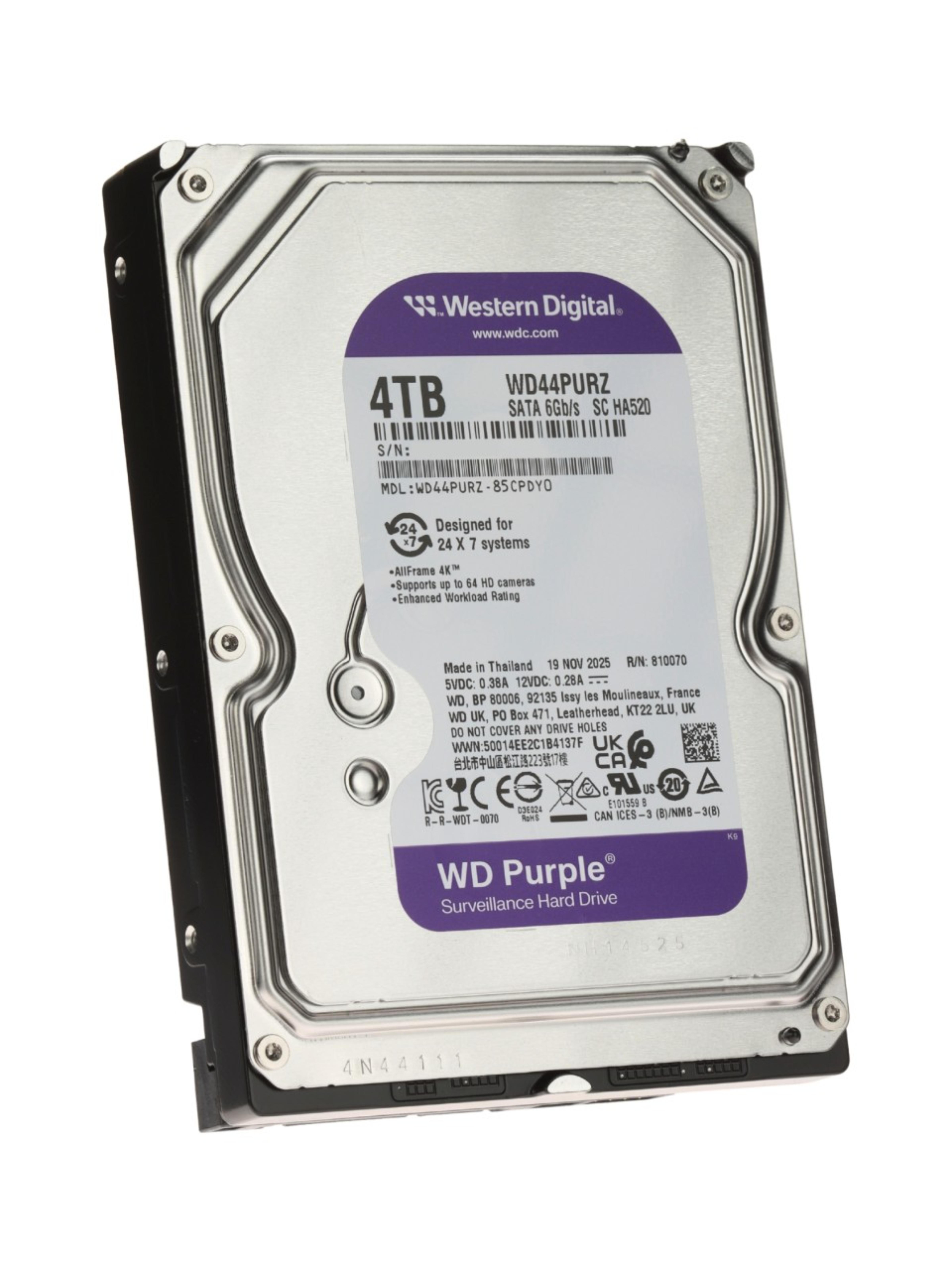 WD 3.5 PURPLE 4TB 5400RPM 256MB SATA3 Güve...