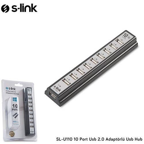 S-LINK SL-U110 10 Port USB 2.0 USB HUB Adaptrl