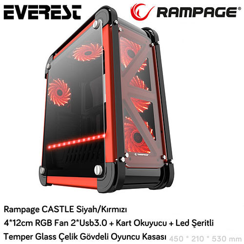 EVEREST Castle PSU Yok Çelik Gövde SIYAH 4x12...