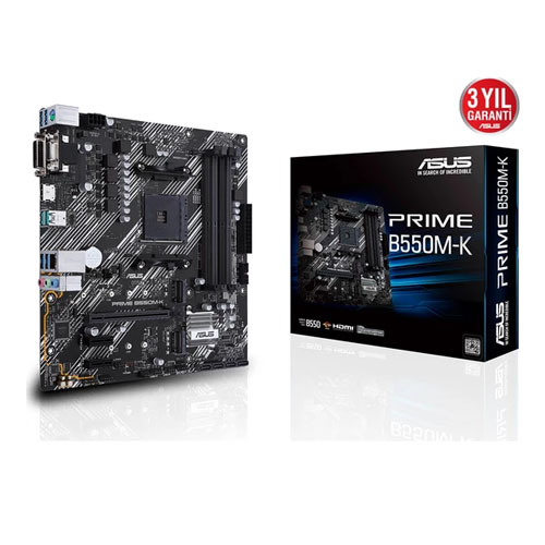 ASUS AMD PRIME B550M-K DDR4 4600(OC) HDMI+DVI-D+VGA GLAN M.2 AM4 USB 3.2 ATX