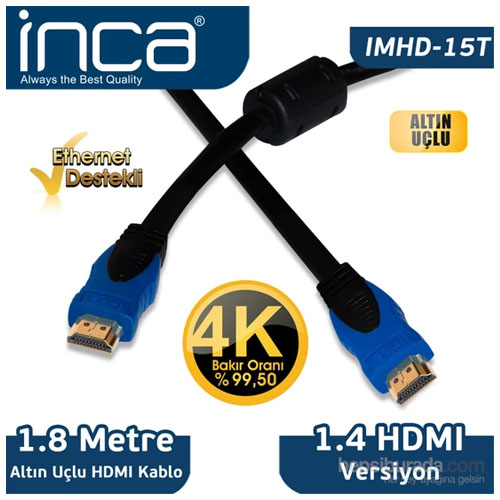INCA IMHD-15T HDMI ( 1.8 Metre ) 3D Gold Görü...