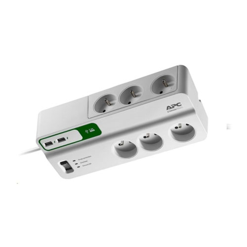 SCHNEIDER PM6U-GR APC 6lı Akım Korumalı 2 x USBli Priz (2 Mt. Kablolu)