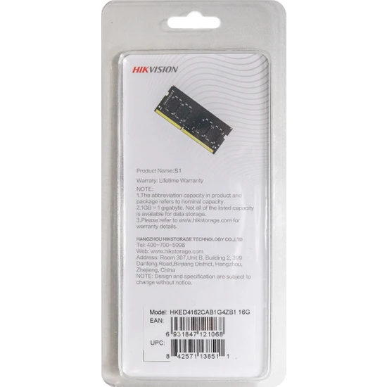 HIKVISION 16GB DDR4 3200Mhz 260PIN 1.2V CL22 Notebook Ram